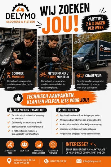 Scootermonteur, Fietsenmaker of Chauffeur gezocht (Parttime), Onderhoudsbeurt