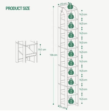 11-Laags Verticaal Schoenenrek – Smal Houten Schoenenrek, Verzenden, Nieuw