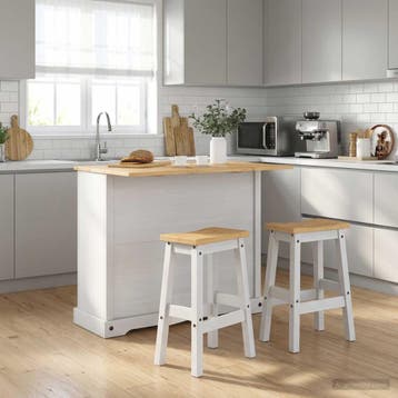 vidaXL Keuken Eiland Set 3 st Wit en Honing Was 112 x 70 x, Huis en Inrichting, Keuken | Keukenelementen, Verzenden, Nieuw, Wit
