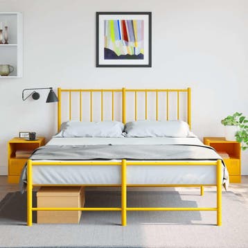 vidaXL Nachtkastjes 2 st 34,5x39x44 cm staal mosterdgeel, Verzenden, Nieuw, Metaal of Aluminium