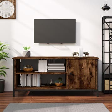 vidaXL Tv-meubel 100x40x45 cm bewerkt hout gerookt, 100 tot 150 cm, Verzenden, Nieuw, Minder dan 100 cm