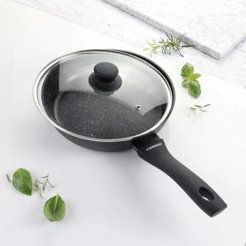 TIROSS Granieten koekenpan 26 cm met GREBLON laag en deksel, Ophalen of Verzenden, Nieuw