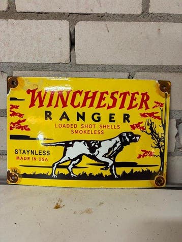 Winchester Ranger emaille reclamebord – jachthond – Loaded