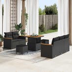 vidaXL Tuinbankenset 8 pcs Zwart poly rattan, Tuin en Terras, Tuinsets en Loungesets, Verzenden, Nieuw, Rotan, 8 zitplaatsen