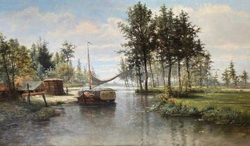 Charles Francois Daubigny (1817-1878) - Paysage fluvial avec