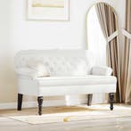 vidaXL Chesterfield Bank Wit 119,5 x 64,5 x 75 cm Nep Leer, Verzenden, Nieuw, Leer, Minder dan 150 cm