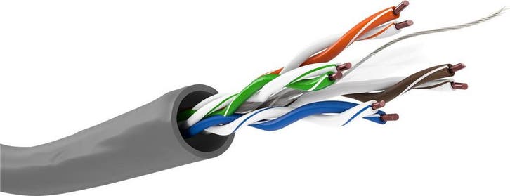 CAT 6 netwerkkabel, U/UTP, CU, AWG 23/1, grijs-100 m, Computers en Software, Pc- en Netwerkkabels, Nieuw, Ophalen of Verzenden