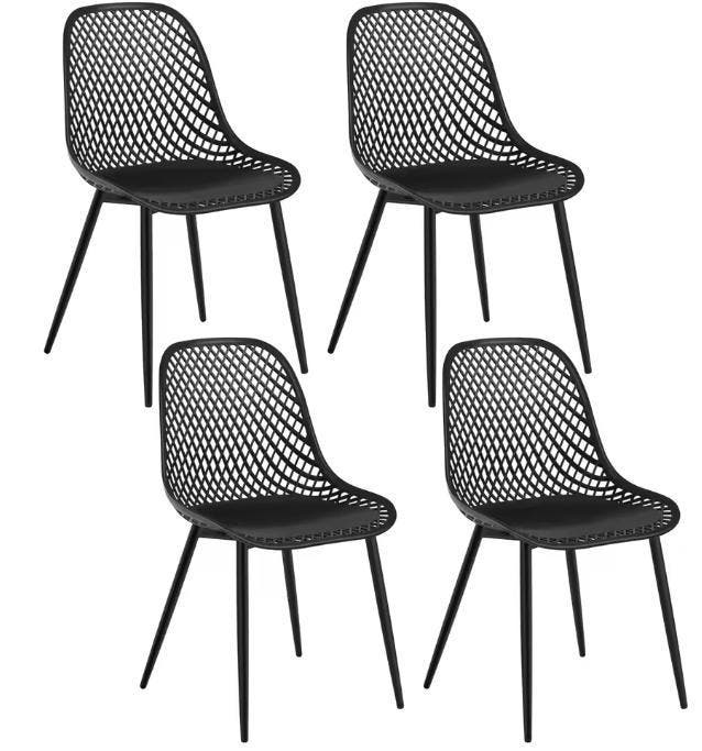 Set van 4 Scandinavische Stoelen – Kunststof & Metaal, Huis en Inrichting, Stoelen, Nieuw, Verzenden