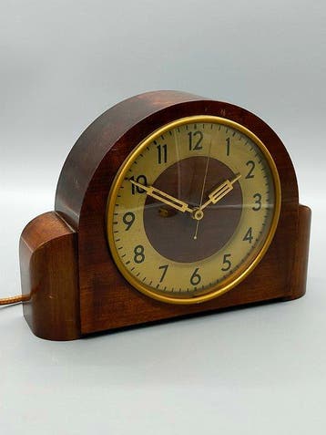 Klok - Mid-century modern Messing, Glas, Hout - 1950-1960