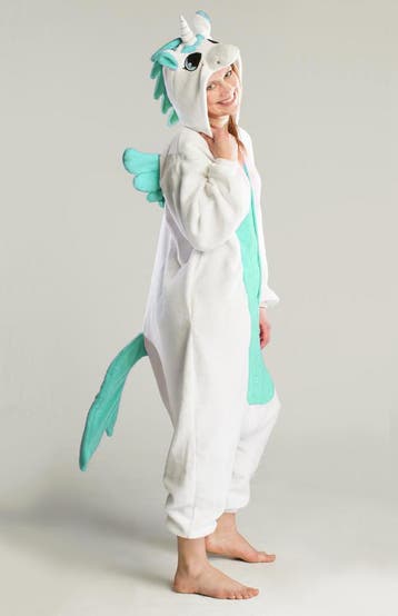 KIMU® Onesie Turquoise Pegasus Pak S-M of 158-164 Eenhoornpa, Carnaval, Nieuw, Ophalen of Verzenden, Kleding