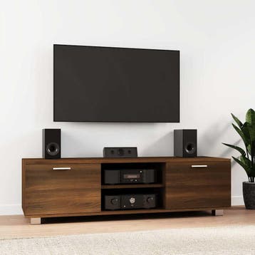 vidaXL Tv-meubel 140x40,5x35 cm bewerkt hout bruin, Huis en Inrichting, Kasten | Televisiemeubels, 100 tot 150 cm, Verzenden, Nieuw