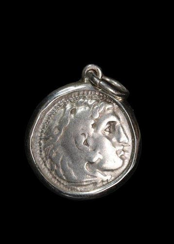 Oud-Grieks Zilver Alexander de Grote Drachme-hanger, Antiek en Kunst