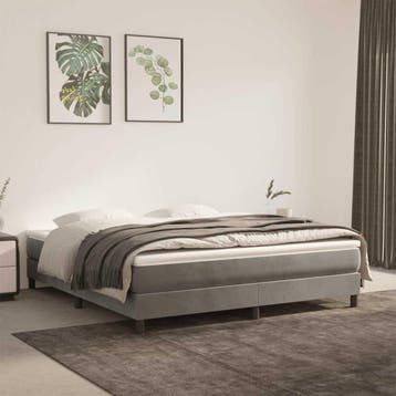 vidaXL Boxspring bed 180x200 cm fluweel lichtgrijs, Eenpersoons, Verzenden, Nieuw, 80 cm