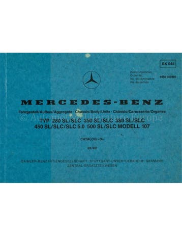 1982 MERCEDES BENZ SL KLASSE ONDERDELENHANDBOEK, CHASSIS |, Auto diversen