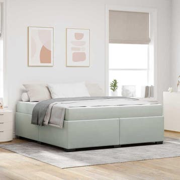 vidaXL Bedframe met matras Lichtgrijs 180 x 200 cm Stof, Verzenden, Nieuw, Stof