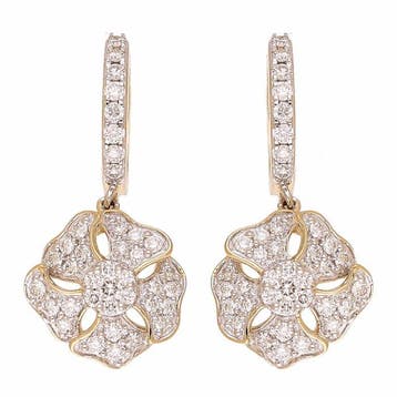 Oorbellen - 18 karaat Geel goud - 0.97ct. tw. Diamant, Nieuw