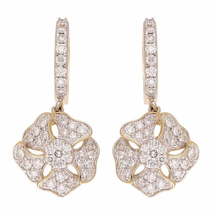 Oorbellen - 18 karaat Geel goud - 0.97ct. tw. Diamant, Sieraden, Tassen en Uiterlijk, Oorbellen