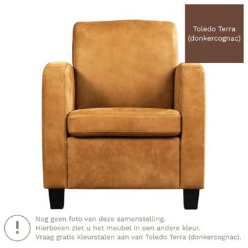 Leren fauteuil Joy - Toledo Terra (donkercognac) - Poten, Huis en Inrichting, Fauteuils, Nieuw, Ophalen of Verzenden, Eigentijds, Klassiek, Modern