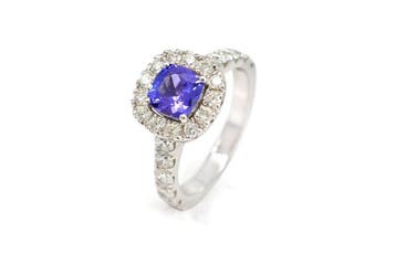 Verlovingsring - 14 karaat Witgoud - 2.51ct. tw. Tanzaniet -