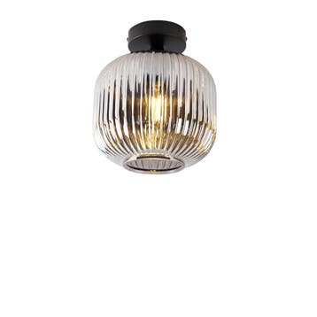 Smart plafondlamp zwart met smoke glas incl. Wifi A60 -, Verzenden, Nieuw, Glas
