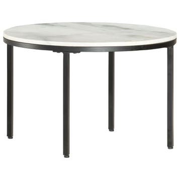 vidaXL Salontafel Ø65 cm echt massief marmer wit en zwart, Huis en Inrichting, Tafels | Salontafels, Verzenden, Nieuw, 50 tot 100 cm