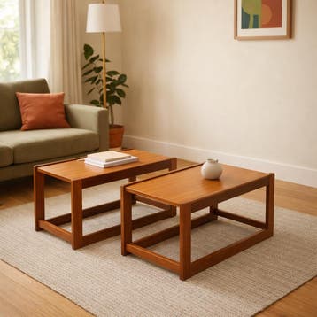 Salontafel | Vintage | Set Van  | Teak |  2444, Huis en Inrichting, Tafels | Salontafels, Ophalen of Verzenden, Zo goed als nieuw