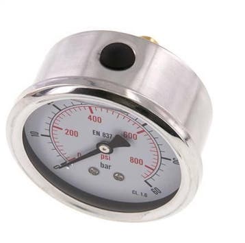 0..60 Bar Glycerine Manometer Achteraansluiting RVS/Messing, Verzenden, Nieuw