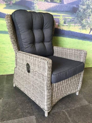 Marina lounge tuinstoel verstelbaar grijs, Ophalen of Verzenden, Nieuw, Wicker