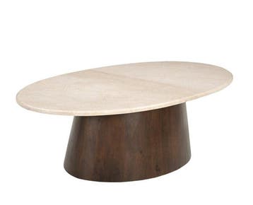Salontafel Bottecino Ovaal marmer 120x65x36 cm - crème wit, Ophalen of Verzenden, Nieuw