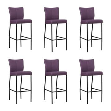 Set van 6 Leren barkruk Revolt hoog - Toledo Aubergine, Ophalen of Verzenden, Nieuw, Leer