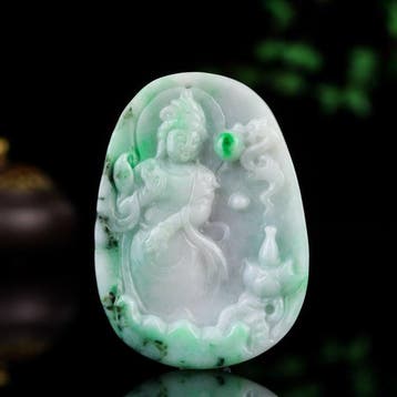 NGTC-gecertificeerde jadeiet (A-jade) Guanyin-bedel -