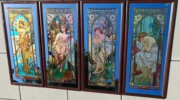 Aprés A. Mucha - Spiegel (4) - Glas - Fasen van de Dag