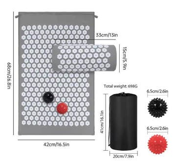 Acupressuur Mat Set met Kussen en Massageballen Spijkermat, Verzenden, Nieuw
