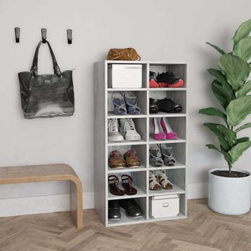 vidaXL Schoenenrek 54x34x100,5 cm bewerkt hout betongrijs, Huis en Inrichting, Verzenden, Nieuw