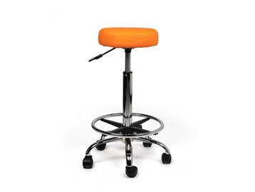 Tabouret Oranje - Hoge uitvoering met Voetsteun, In hoogte verstelbaar, Nieuw, Kunststof