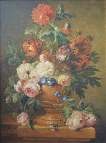 Cornelis le Mair (1944) - Bloemstilleven 17e eeuw met