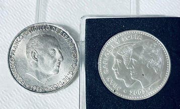 Spanje. 100 Pesetas / 12 Euro 1966/2003 (2 monedas) (Zonder