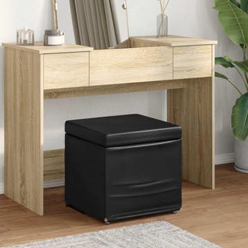 vidaXL Kruk Zwart 41 x 41 x 40 cm Nepleer en Gefabriceerd, Verzenden, Nieuw