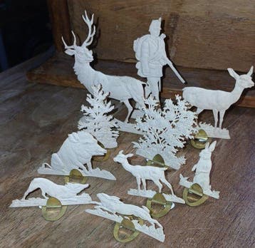 Kerstdecoratie Antiek Dresder Pappe Papiemache (10) - Karton, Nieuw