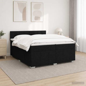 vidaXL Boxspringbed met matras met hoofdeinde Zwart 200 x, Verzenden, Nieuw, Tweepersoons, Zwart