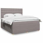 vidaXL Boxspring met matras stof taupe 180x200 cm, Eenpersoons, Verzenden, Nieuw, 80 cm