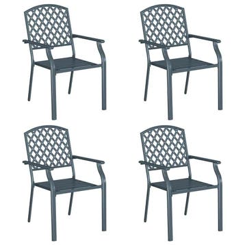 Moderne terrasstoelen 4st - Antraciet - Laatste Stuk!, Ophalen of Verzenden, Gebruikt, Metaal, Stapelbaar