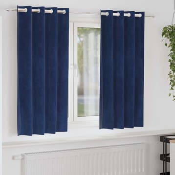 vidaXL Gordijnen 2 st Donkerblauw 140 x 175 cm fluweel, Verzenden, Nieuw, Blauw