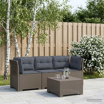 vidaXL 3-zits tuinbank met kussens in rattanlook PP, Verzenden, Nieuw
