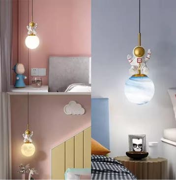LED Astronaut Hanglamp – Maan Kroonluchter Kinderkamer, Verzenden, Nieuw
