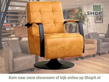Leren draaifauteuil Mind - Kenia Cognac (cognac) -, Nieuw, Ophalen of Verzenden, 50 tot 75 cm, Industrieel, Modern