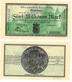 Duitsland 5 Millionen Mark Crailsheim 1923 Notgeld selten..., Postzegels en Munten, Munten | Nederland, Verzenden