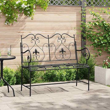 vidaXL Tuinbank 2 -Seater 104 x 54 x 93 cm Staal Zwart, Verzenden, Nieuw, Metaal