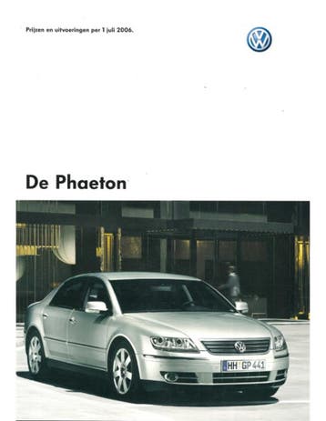 2005 VOLKSWAGEN PHAETON BROCHURE NEDERLANDS, Nieuw, Volkswagen, Author