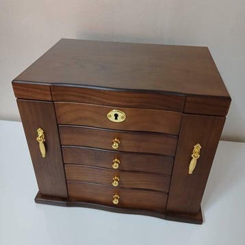 Sieradendoos - Hout - Spiegel-5 niveaus